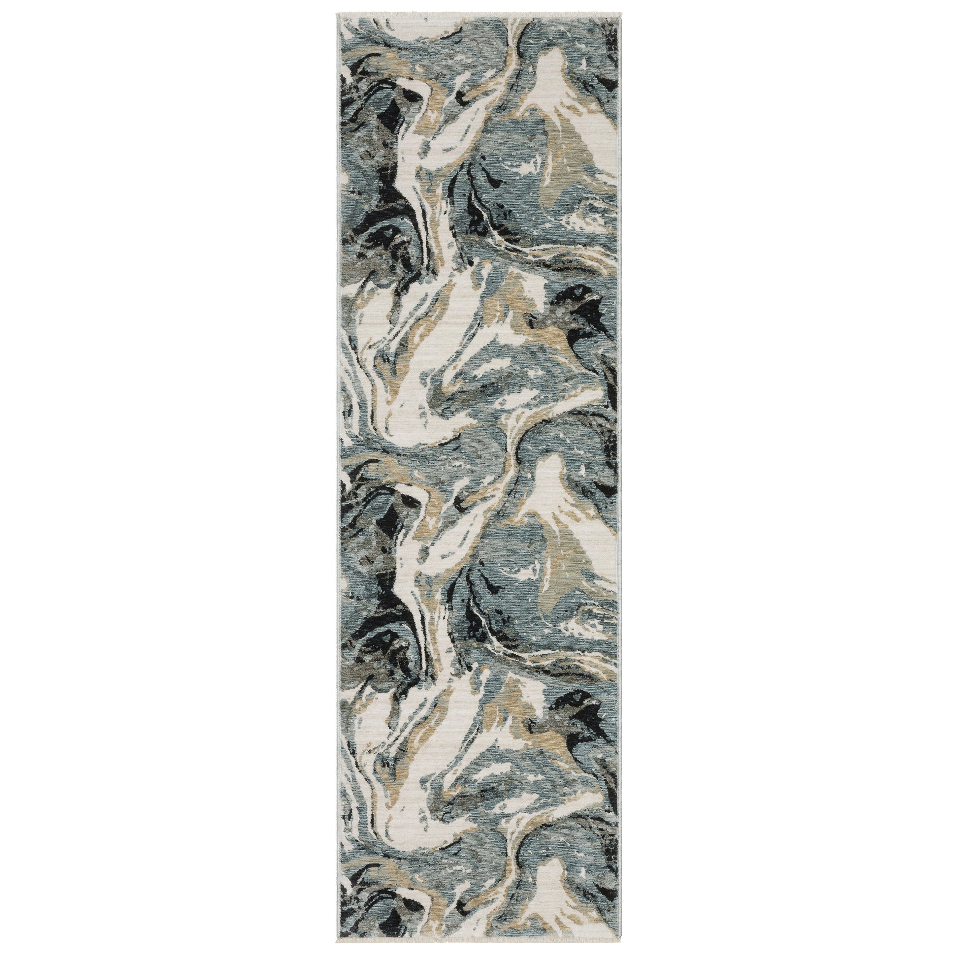 Echo Ech07 Blue/ Ivory Abstract Rug