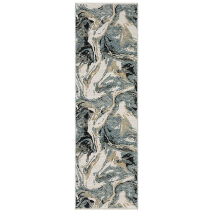 Echo Ech07 Blue/ Ivory Abstract Rug