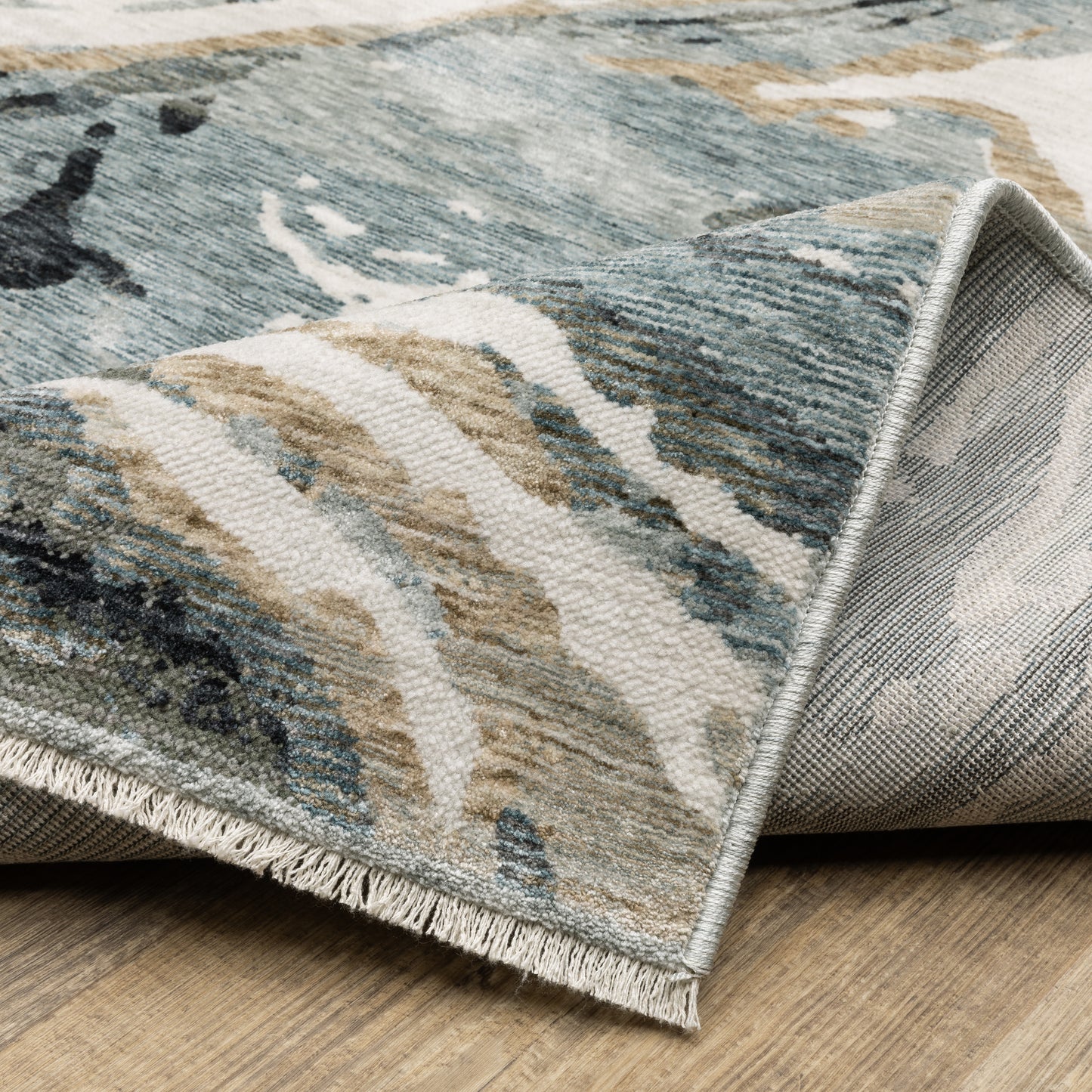 Echo Abstract Blue/ Ivory Cut Pile Rug
