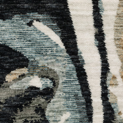 Echo Abstract Blue/ Ivory Cut Pile Rug