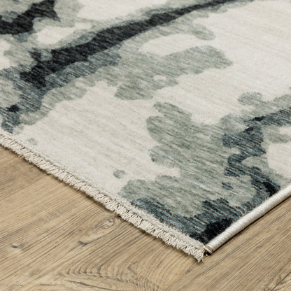 Echo Abstract Blue/ Ivory Cut Pile Rug