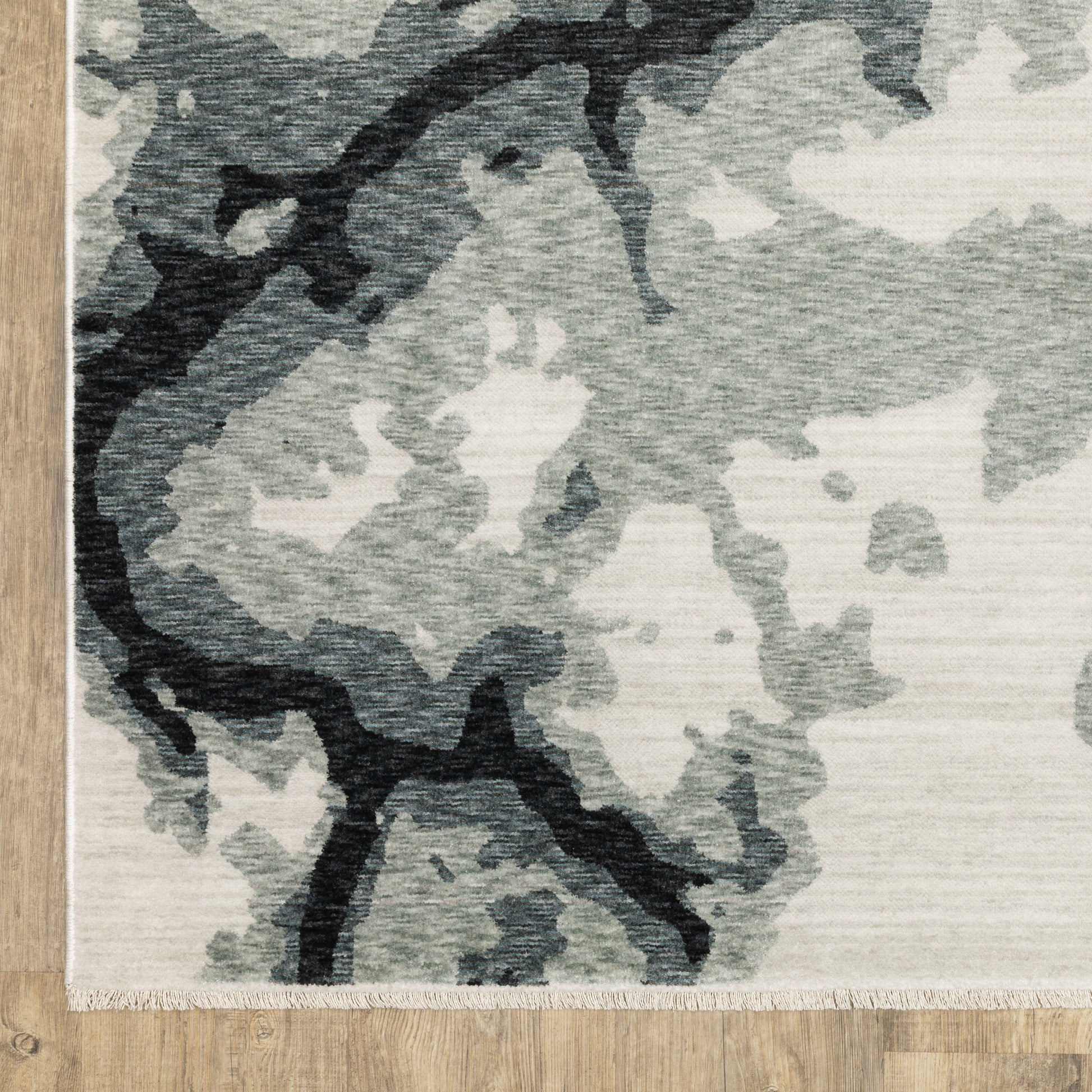 Echo Abstract Blue/ Ivory Cut Pile Rug