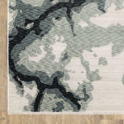 Echo Abstract Blue/ Ivory Cut Pile Rug