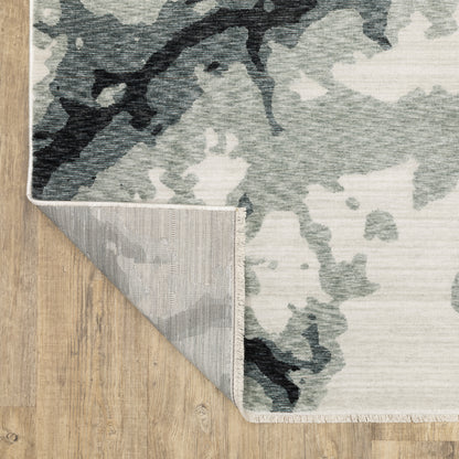 Echo Abstract Blue/ Ivory Cut Pile Rug