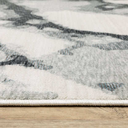 Echo Abstract Blue/ Ivory Cut Pile Rug