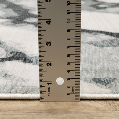 Echo Abstract Blue/ Ivory Cut Pile Rug