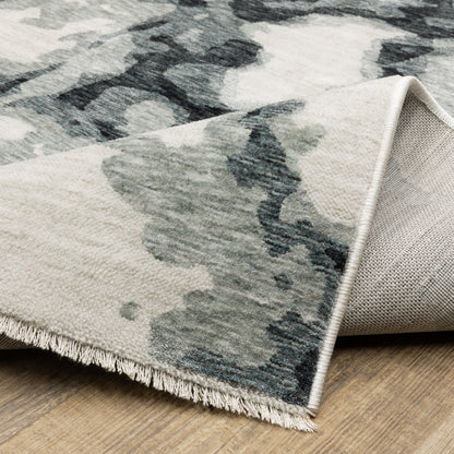 Echo Abstract Blue/ Ivory Cut Pile Rug