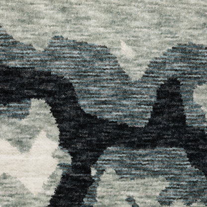 Echo Abstract Blue/ Ivory Cut Pile Rug