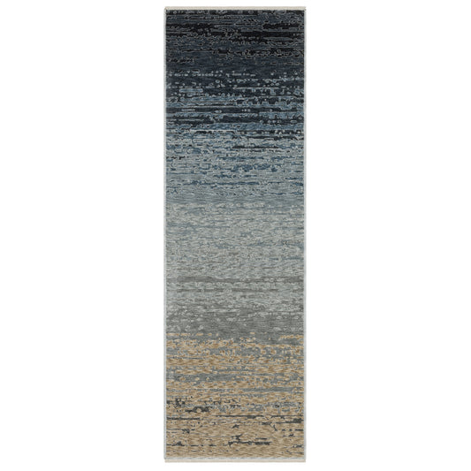 Echo Ech09 Blue/ Beige Ombre Stripe Rug