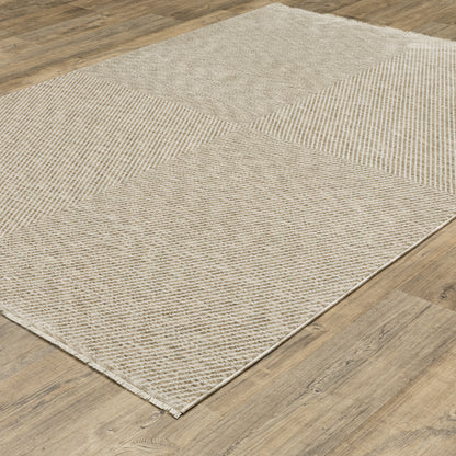 Echo Solid Beige/ Beige Stripe Cut Pile Rug