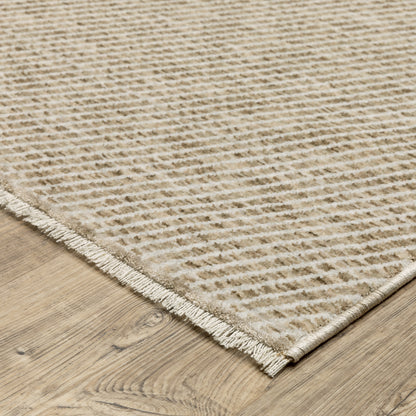 Echo Solid Beige/ Beige Stripe Cut Pile Rug