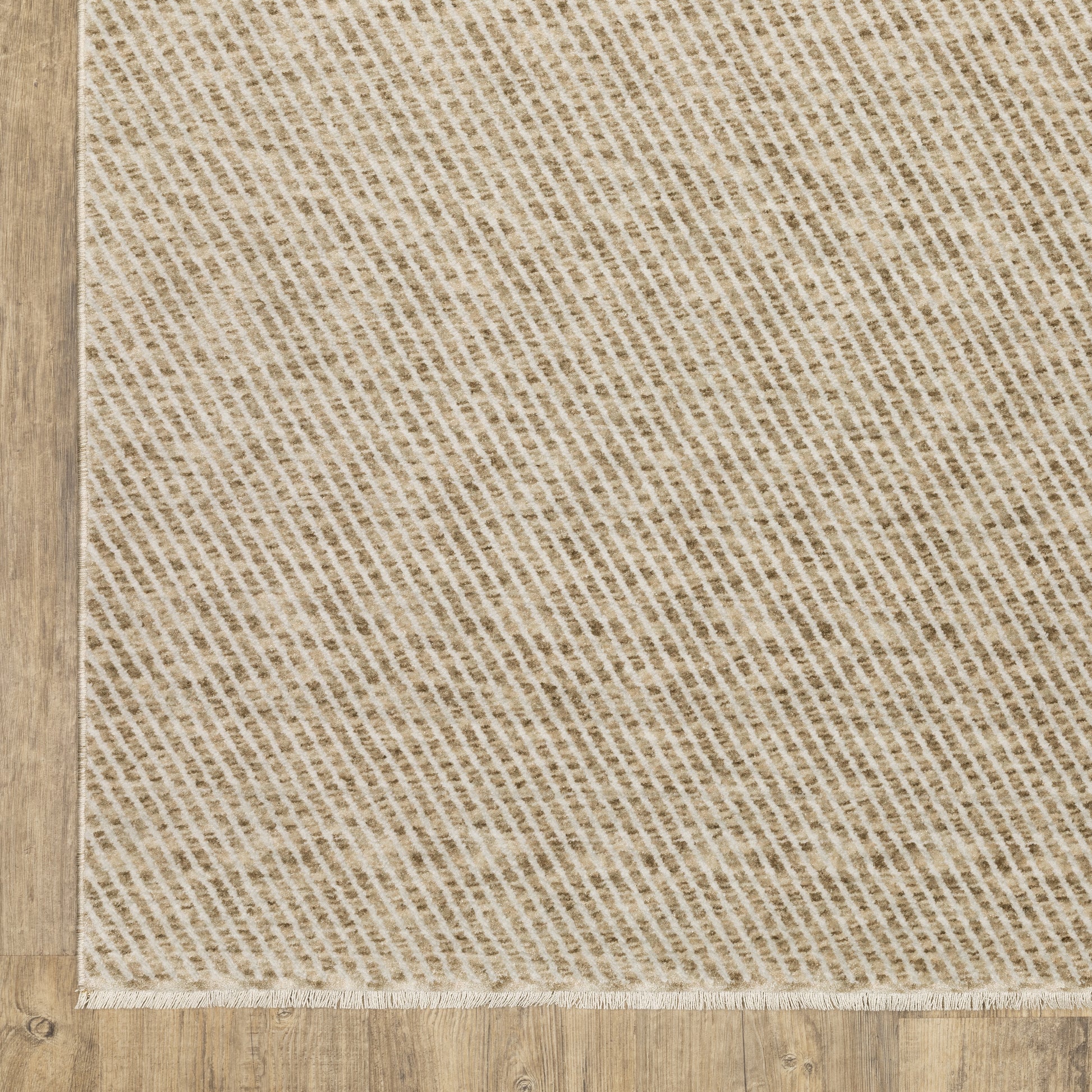 Echo Solid Beige/ Beige Stripe Cut Pile Rug