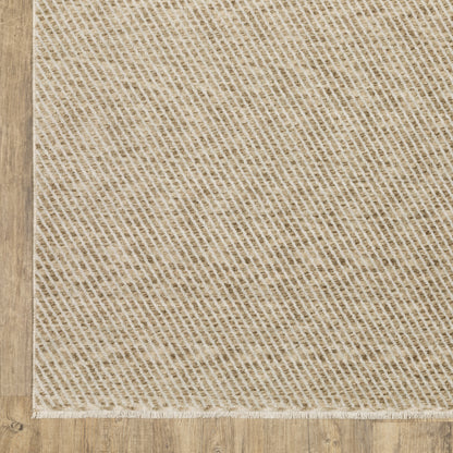 Echo Solid Beige/ Beige Stripe Cut Pile Rug