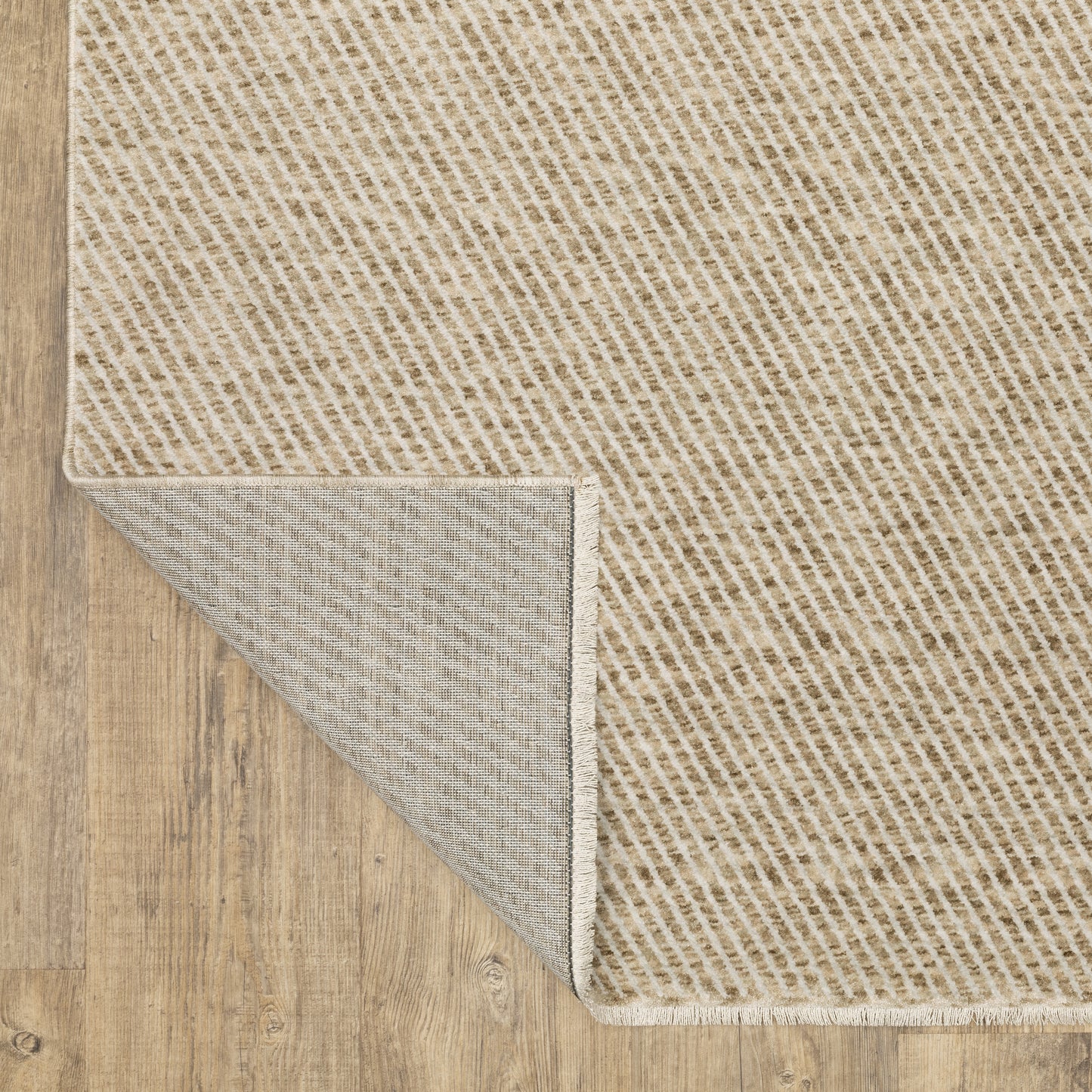 Echo Solid Beige/ Beige Stripe Cut Pile Rug