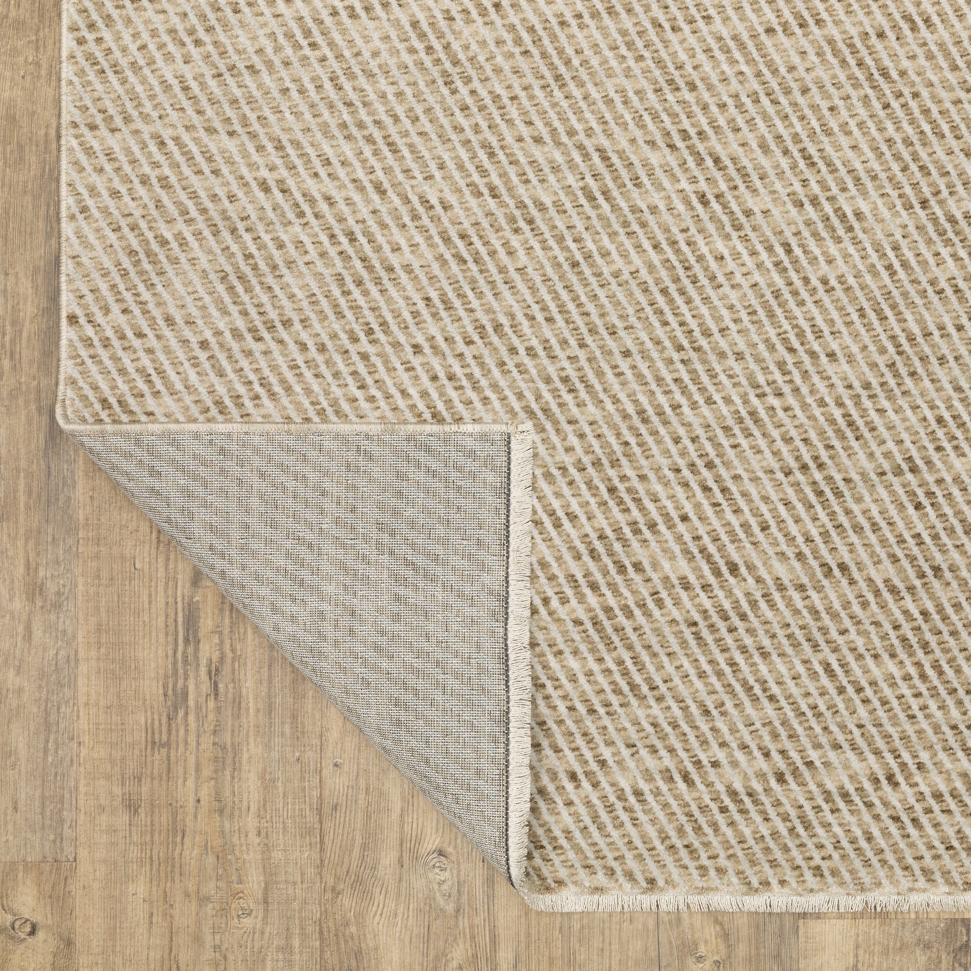 Echo Solid Beige/ Beige Stripe Cut Pile Rug