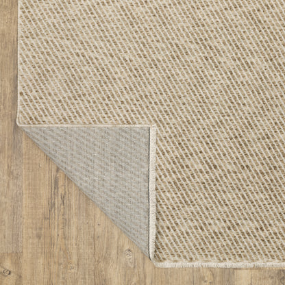 Echo Solid Beige/ Beige Stripe Cut Pile Rug