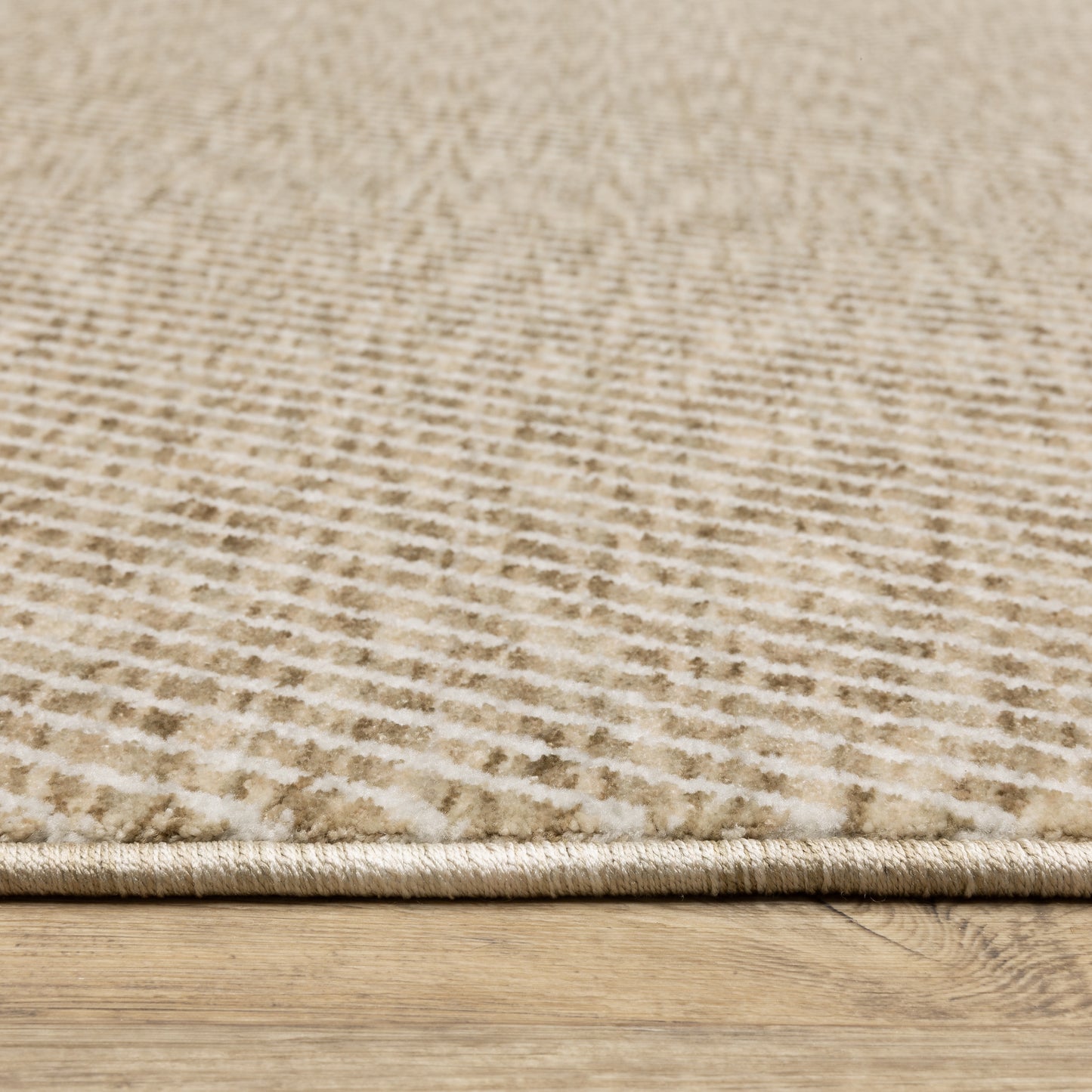 Echo Solid Beige/ Beige Stripe Cut Pile Rug