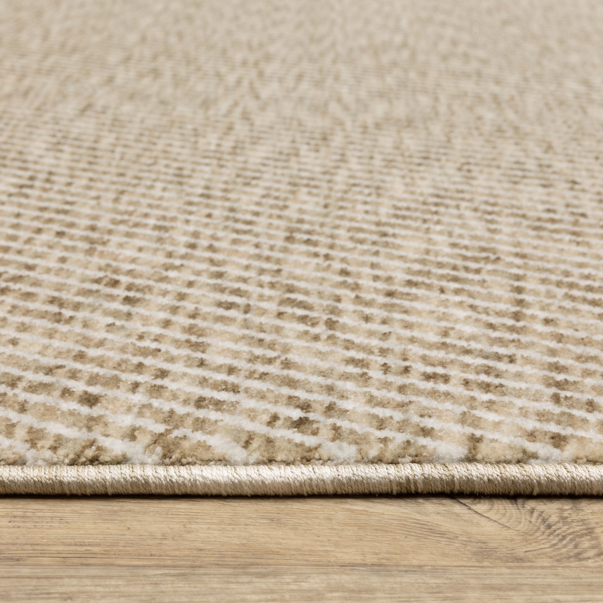 Echo Solid Beige/ Beige Stripe Cut Pile Rug