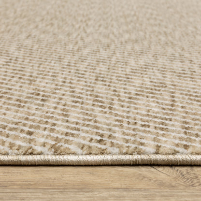 Echo Solid Beige/ Beige Stripe Cut Pile Rug