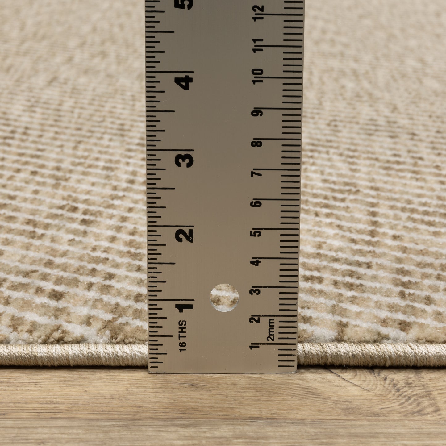 Echo Solid Beige/ Beige Stripe Cut Pile Rug