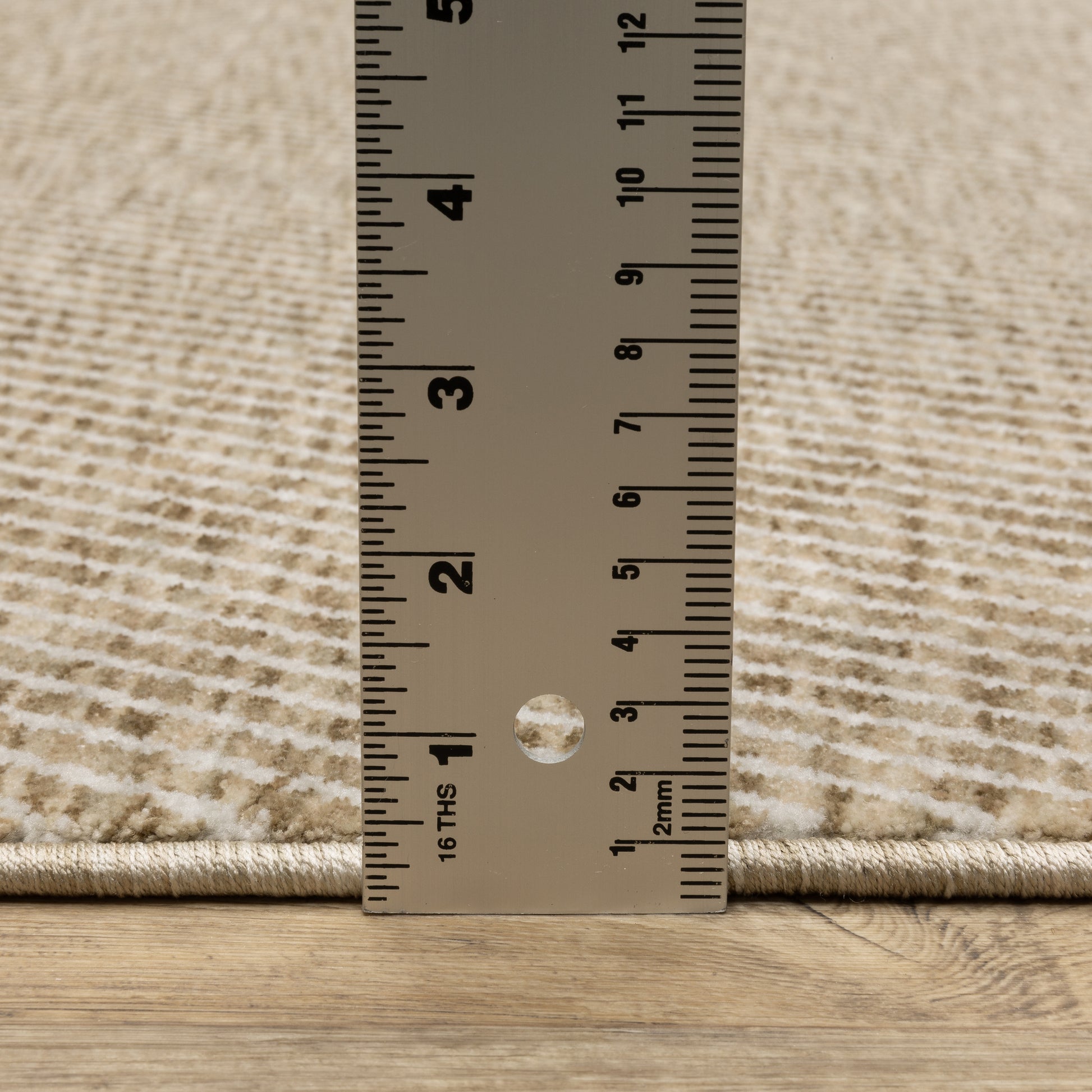 Echo Solid Beige/ Beige Stripe Cut Pile Rug