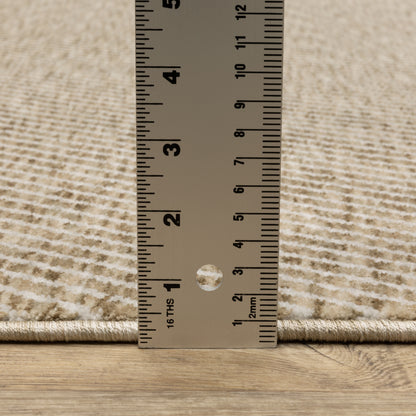 Echo Solid Beige/ Beige Stripe Cut Pile Rug