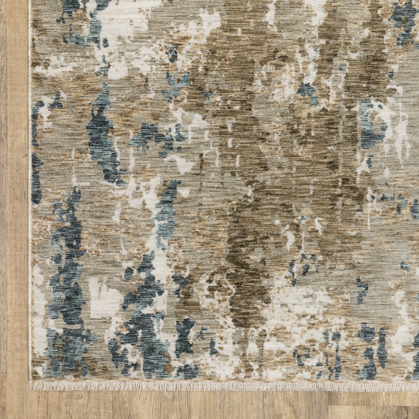 Echo Abstract Beige/ Blue Cut Pile Rug
