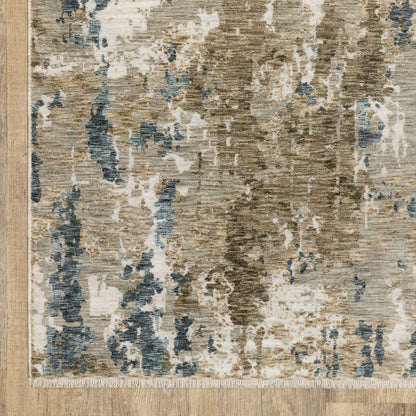 Echo Abstract Beige/ Blue Cut Pile Rug