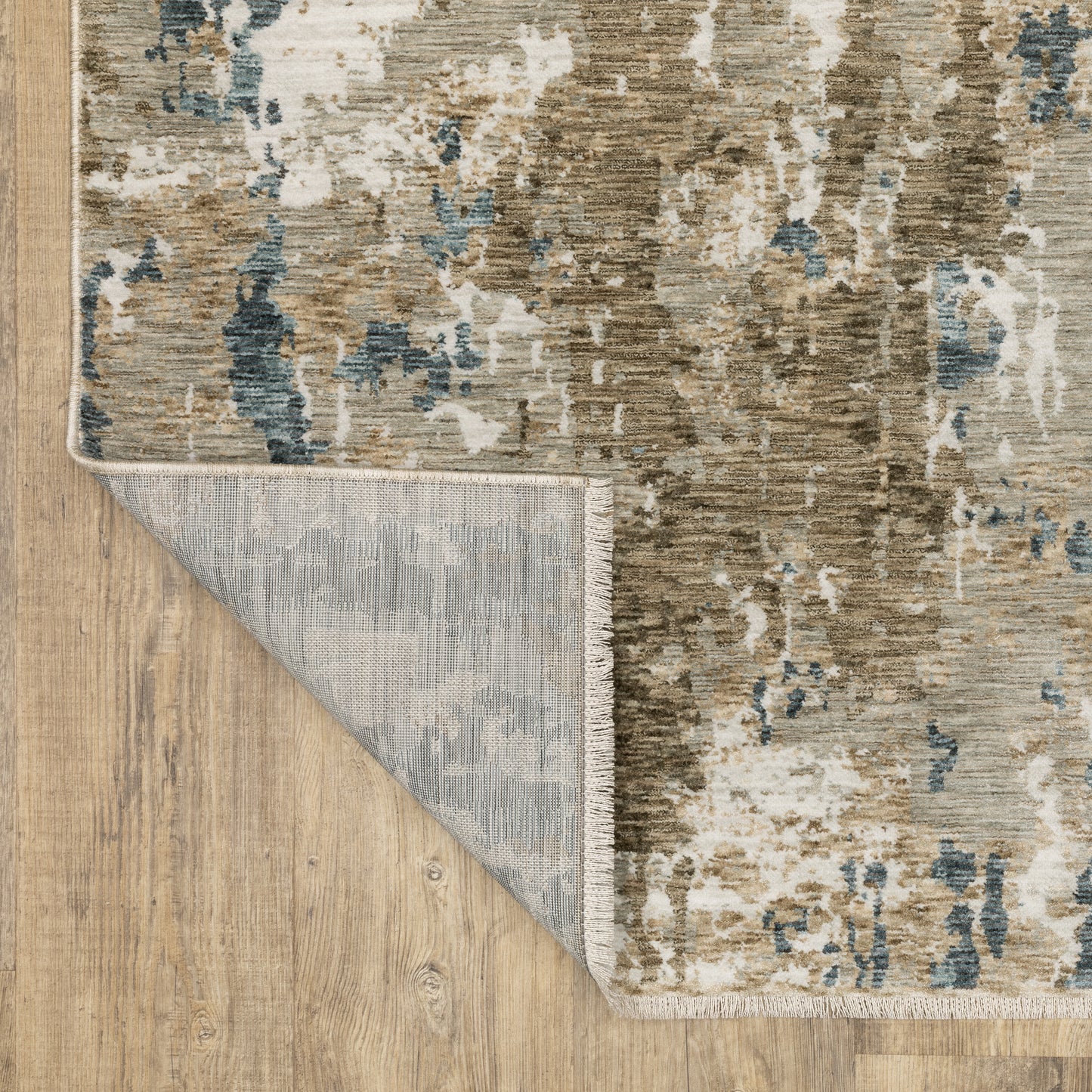 Echo Abstract Beige/ Blue Cut Pile Rug