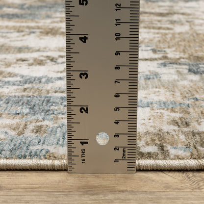 Echo Abstract Beige/ Blue Cut Pile Rug