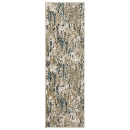 Echo Ech11 Beige/ Blue Abstract Rug