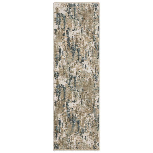Echo Ech11 Beige/ Blue Abstract Rug