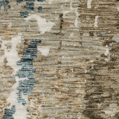 Echo Abstract Beige/ Blue Cut Pile Rug