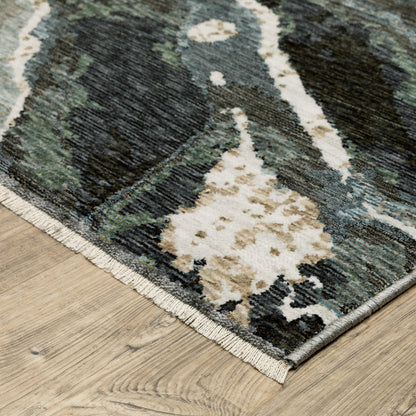 Echo Abstract Blue/ Green Cut Pile Rug