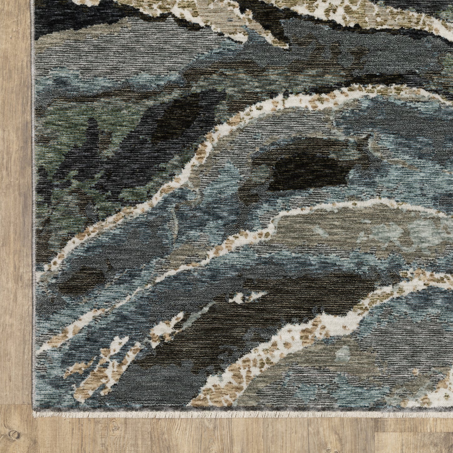 Echo Abstract Blue/ Green Cut Pile Rug