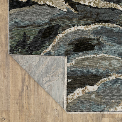 Echo Abstract Blue/ Green Cut Pile Rug