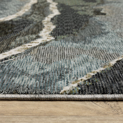 Echo Abstract Blue/ Green Cut Pile Rug