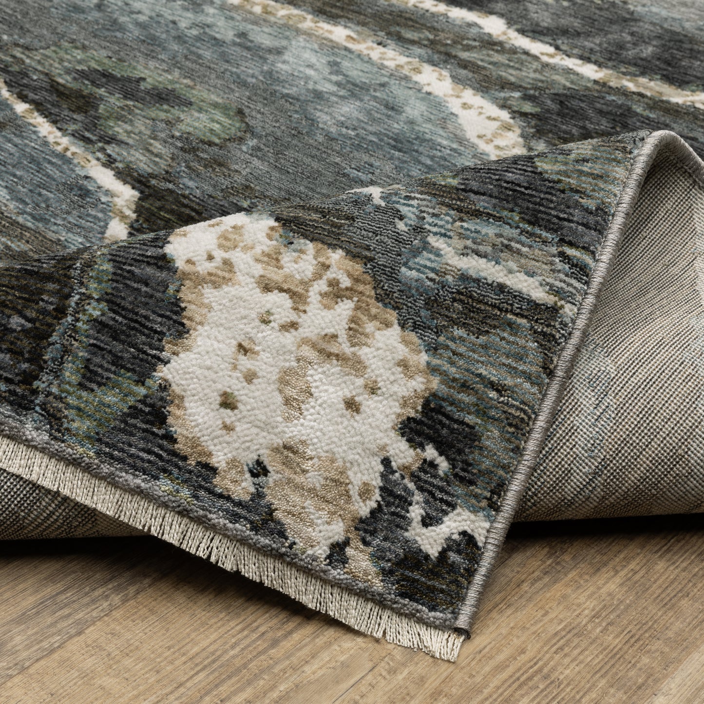 Echo Abstract Blue/ Green Cut Pile Rug