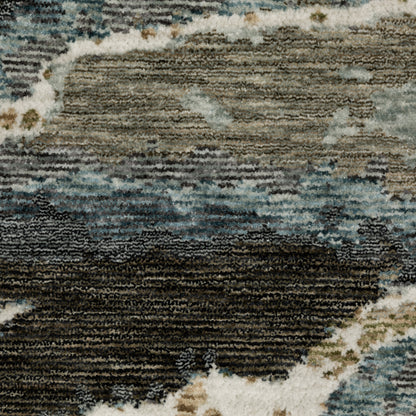 Echo Abstract Blue/ Green Cut Pile Rug