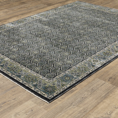 Eliana Geometric Blue/ Green Floral Cut Pile Rug
