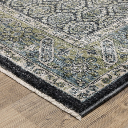 Eliana Geometric Blue/ Green Floral Cut Pile Rug