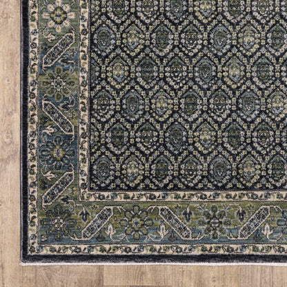 Eliana Geometric Blue/ Green Floral Cut Pile Rug