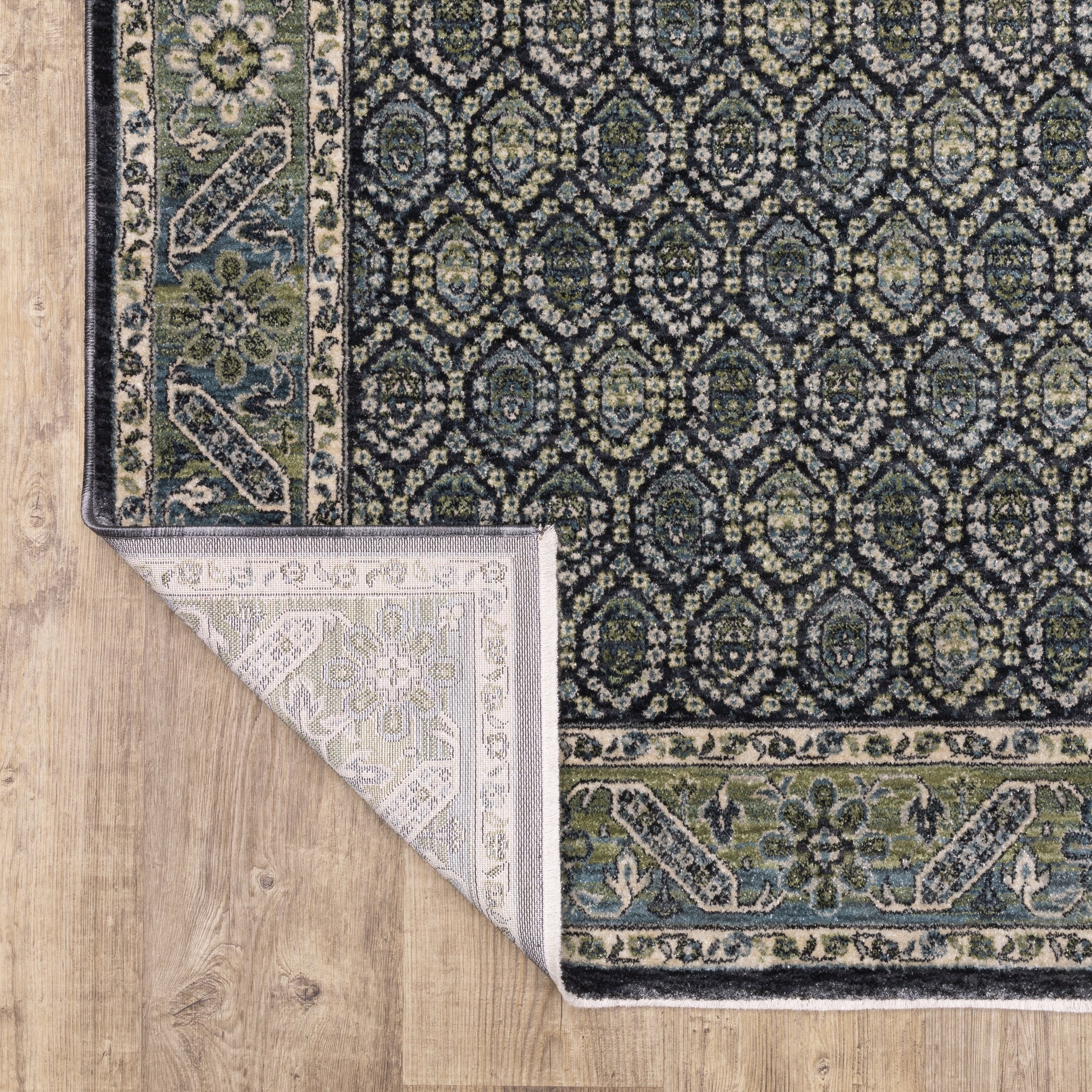 Eliana Geometric Blue/ Green Floral Cut Pile Rug
