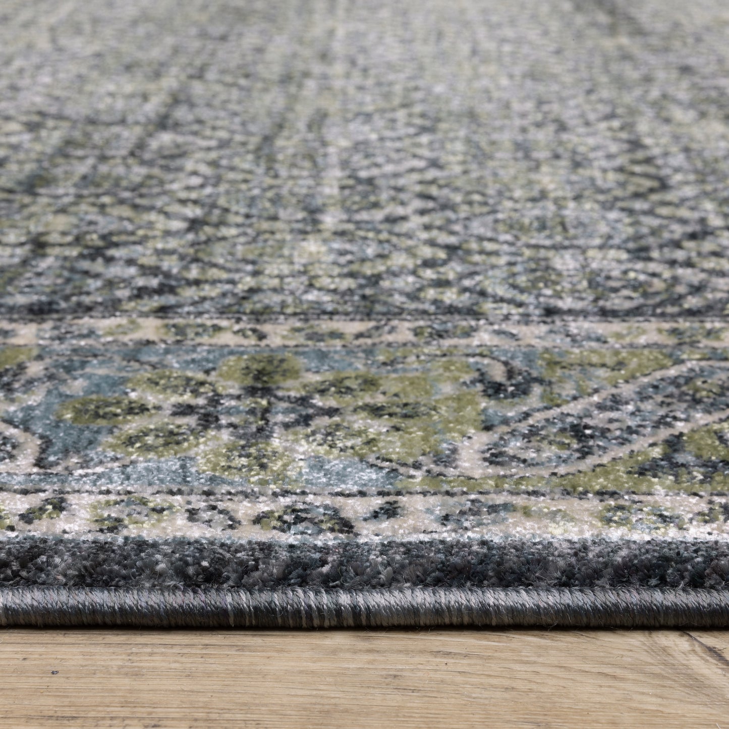 Eliana Geometric Blue/ Green Floral Cut Pile Rug