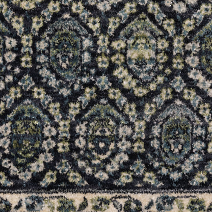 Eliana Geometric Blue/ Green Floral Cut Pile Rug