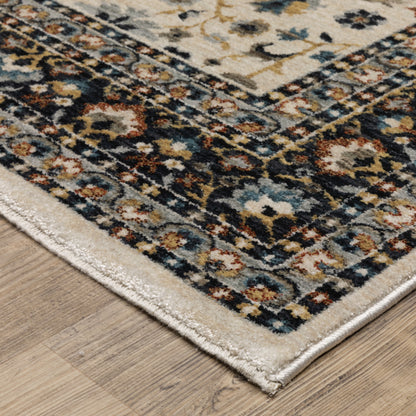 Eliana Floral Beige/ Multi Oriental Cut Pile Rug