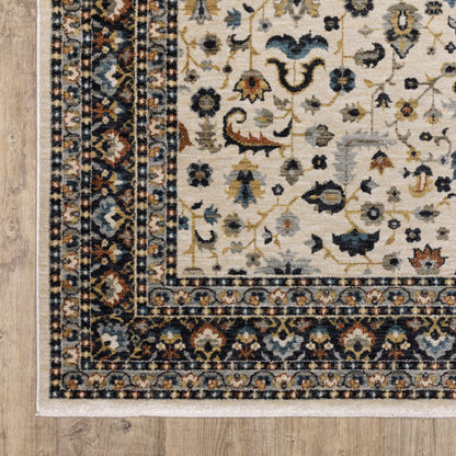 Eliana Floral Beige/ Multi Oriental Cut Pile Rug