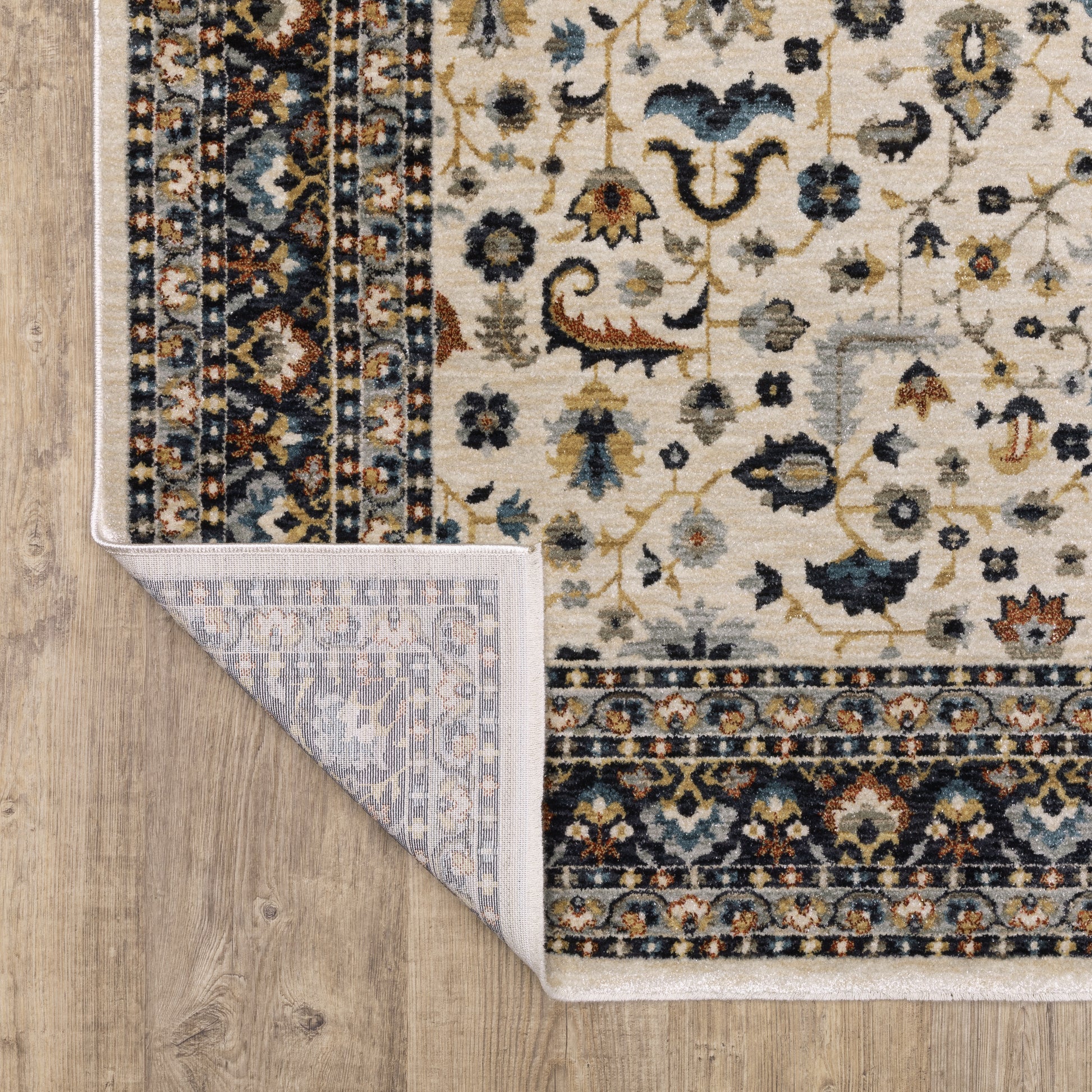 Eliana Floral Beige/ Multi Oriental Cut Pile Rug