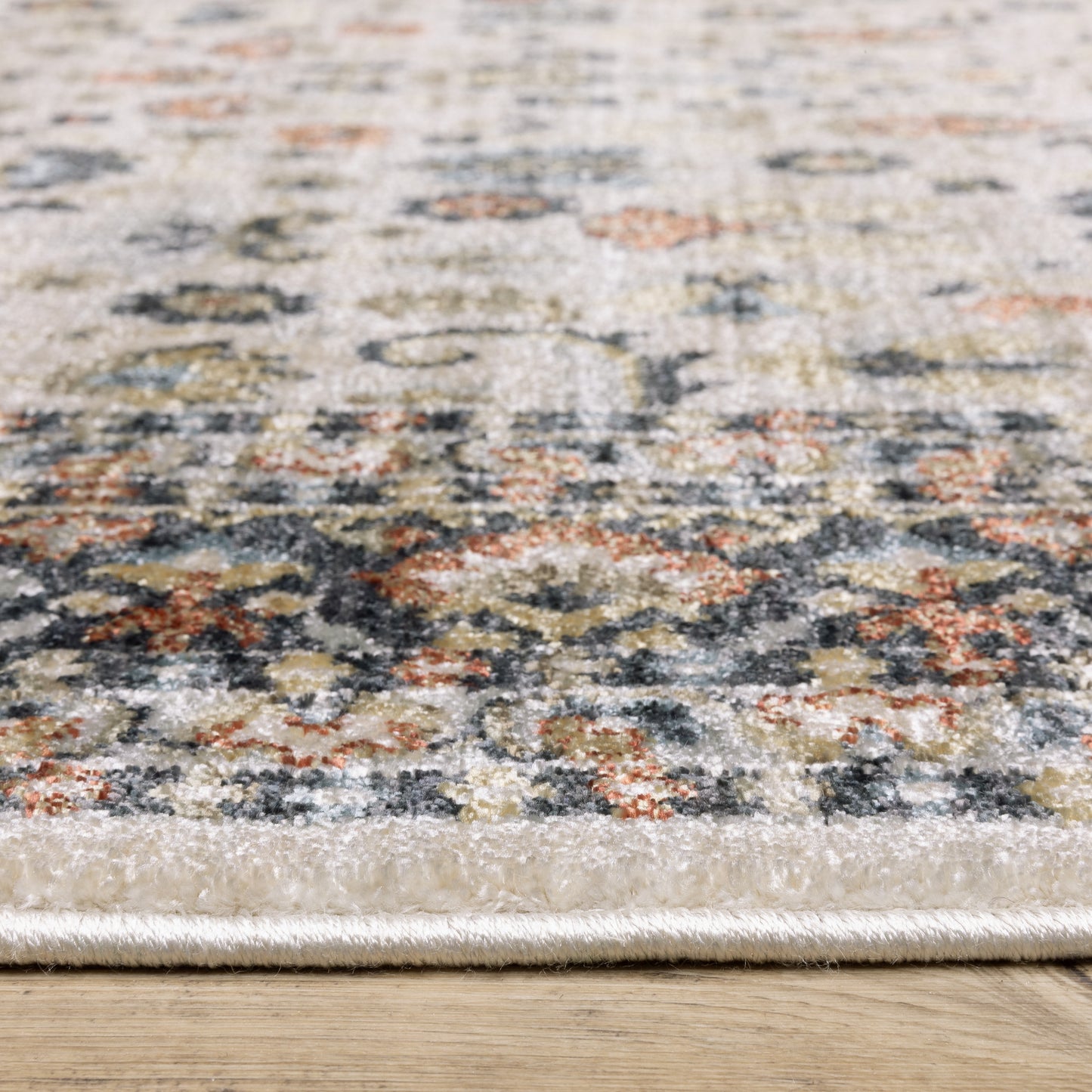 Eliana Floral Beige/ Multi Oriental Cut Pile Rug