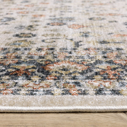 Eliana Floral Beige/ Multi Oriental Cut Pile Rug